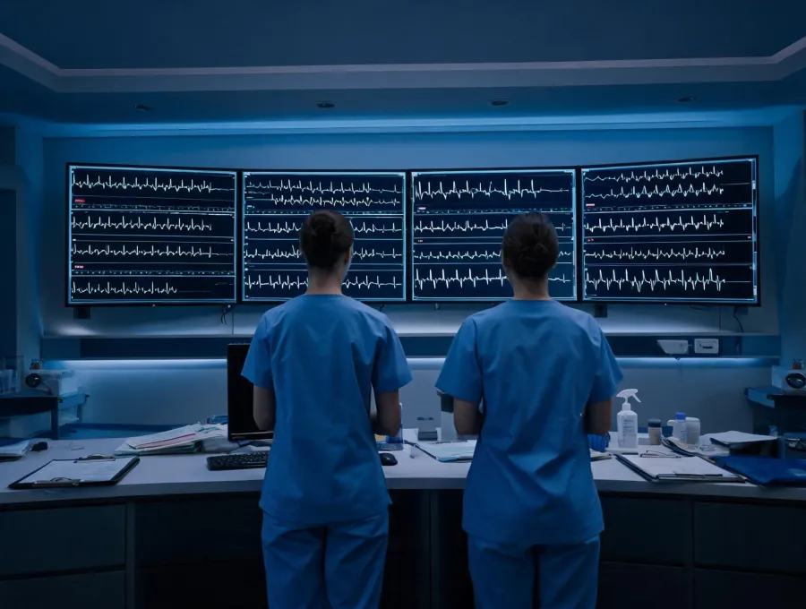 Central telemetry monitoring station in a nurse station